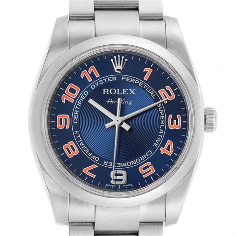 rolex air king blu|Rolex Air-King blue face.